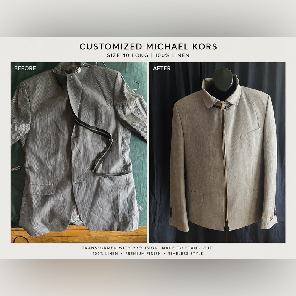 Michael Kors customized jacket 100 % linen long 40
